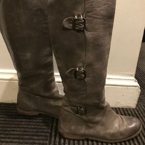 Frye Paige Leather Tall Riding Buckle Boots